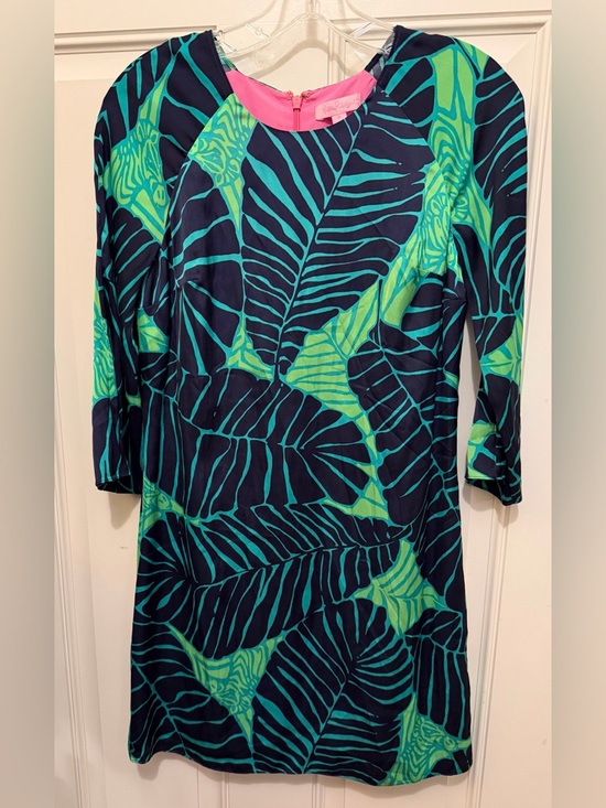 Lilly Pulitzer Dresses & Skirts - Lilly Pulitzer Navy & Teal Leaf-Print Mini Dress